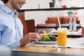 Man and woman having lunch at cafe Royalty Free Stock Photo