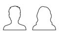 Man and woman head icon silhouette. Male and female avatar profile, face silhouette sign Ã¢â¬â for stock Royalty Free Stock Photo