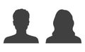 Man and woman head icon silhouette. Male and female avatar profile, face silhouette sign â vector Royalty Free Stock Photo