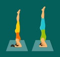 Man and Woman Headstand Yoga Pose.