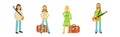 Man and Woman Hippies Dressed In Classic Sixties Hippy Subculture Clothes Vector Set