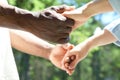 Man and woman hold each other`s hands close up Royalty Free Stock Photo