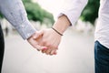 Man and woman hold hands close up Royalty Free Stock Photo