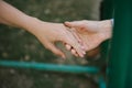 Man and woman hold hands close up Royalty Free Stock Photo