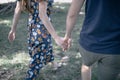 Man and woman hold hands close up Royalty Free Stock Photo