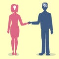 Man and woman holding hands , the idea and making mechanism to