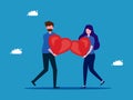 Man and woman holding a heart. Marriage and life vector