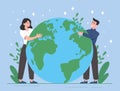 Man and woman hugging planet Royalty Free Stock Photo