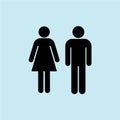 man and woman icon with blue background black isolated, cool Royalty Free Stock Photo