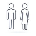 Man and Woman icon, isolated line illustration.