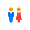 Man and woman icon vector, filled flat sign, solid colorful pictogram isolated on white. Royalty Free Stock Photo