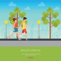 Man and Woman Jogging Together.