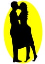 Man and woman kissing silhouette