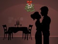 Man and woman kissing under the mistletoe