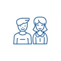 Man and woman, line icon concept. Man and woman, flat vector symbol, sign, outline illustration.
