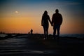 Man and Woman love silhouette in sunset Royalty Free Stock Photo