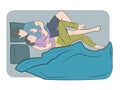 Man and woman are lying on the bed. family relationships. vector illustration.