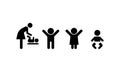 Man and Woman. Male and female toilet symbol. Restroom wc sign. Bathroom gender signs and health conditions symbols. Child care. Royalty Free Stock Photo