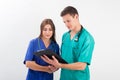 Man and woman in medical uniform Royalty Free Stock Photo