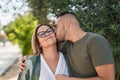 Man and woman mother and daugther hugging each other at park Royalty Free Stock Photo