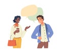 Man woman multiethnic people talking speech bubble Royalty Free Stock Photo