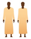 Man and woman in a muslim Thawb dresses isolated on white background. Dishdahsa vector illustration.