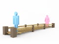 Man and woman on a narrow bridge Royalty Free Stock Photo