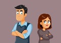 Angry Couple Quarreling and Being Passive Aggressive Vector Cartoon