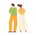 Man and woman offended and quarreled flat cartoon vector illustration isolated.