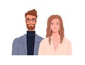 Man and woman partners couple. Two happy young elegant people characters portrait. Modern husband and wife, pretty Royalty Free Stock Photo