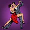 Man and woman passionately dancing the tango pop art