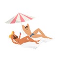 Man woman people couple at summer beach vacation isolated on white vector illustration. Young flat character rest in Royalty Free Stock Photo