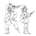 Man And Woman Pirate Standing Together Vector Royalty Free Stock Photo