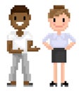 Character of Pixel 8 Bit Game, Man and Woman Vector