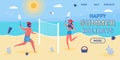 Happy Summer Holidays Vector Landing Page Template Royalty Free Stock Photo