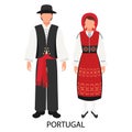 A man and a woman in Portuguese folk costumes. Culture and traditions of Portugal. Illustration