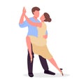 Man with woman practicing latin dance class semi flat color vector characters