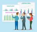 Man woman presenting financial plan to investor, workers presenting graphical analysis, analytics Royalty Free Stock Photo