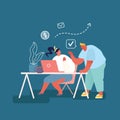 Man and Woman Programmers Working on Computer with Code on Screen Illustration. People Characters with Laptop