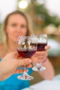 Man and woman with red wine. Royalty Free Stock Photo