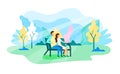 Man and Woman Rest in Artificial Park Illustration