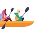 man and woman rowing a boat