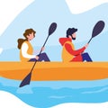 man and woman rowing a boat