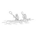 Man and woman rowing a boat vector illustration sketch doodle hand drawn isolated on white background