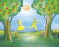Man and woman running (Gingerbread boy fairy tale) Royalty Free Stock Photo