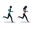 Man and Woman Running. Healthy Lifestyle Concept. Runners Vector Illustration.