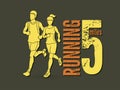 Man and woman running together, marathon runner