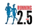 Man and woman running together, marathon runner