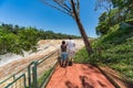 Man and woman on the Saltos del Monday in Paraguay. Royalty Free Stock Photo