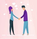 Man and Woman Shake Hands Acquainting Themselves Royalty Free Stock Photo